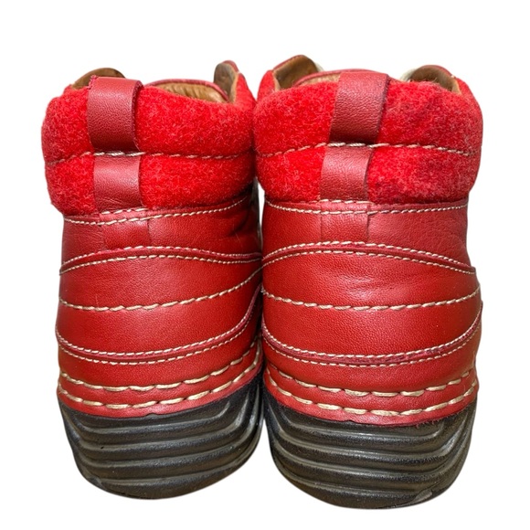 Josef Seibel Red Leather Ankle Booties Sz 39/8 Lace up Moccasins Chukka Boots - Picture 4 of 16